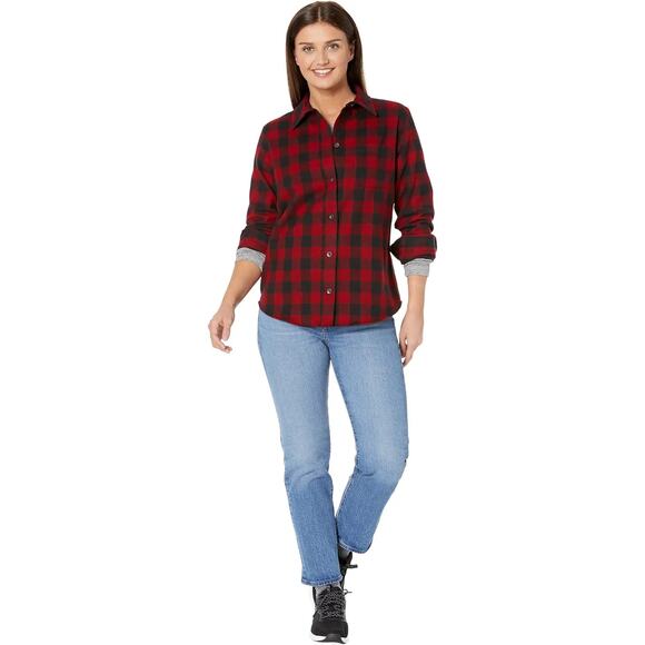 L.L. Bean Scotch Plaid Shirt Red Black Size Womens Small Flannel Long Sleeve‎ - Picture 10 of 10